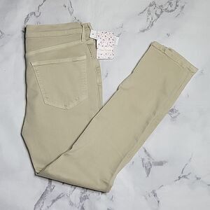 Free People Khaki Distressed Skinny Jeans